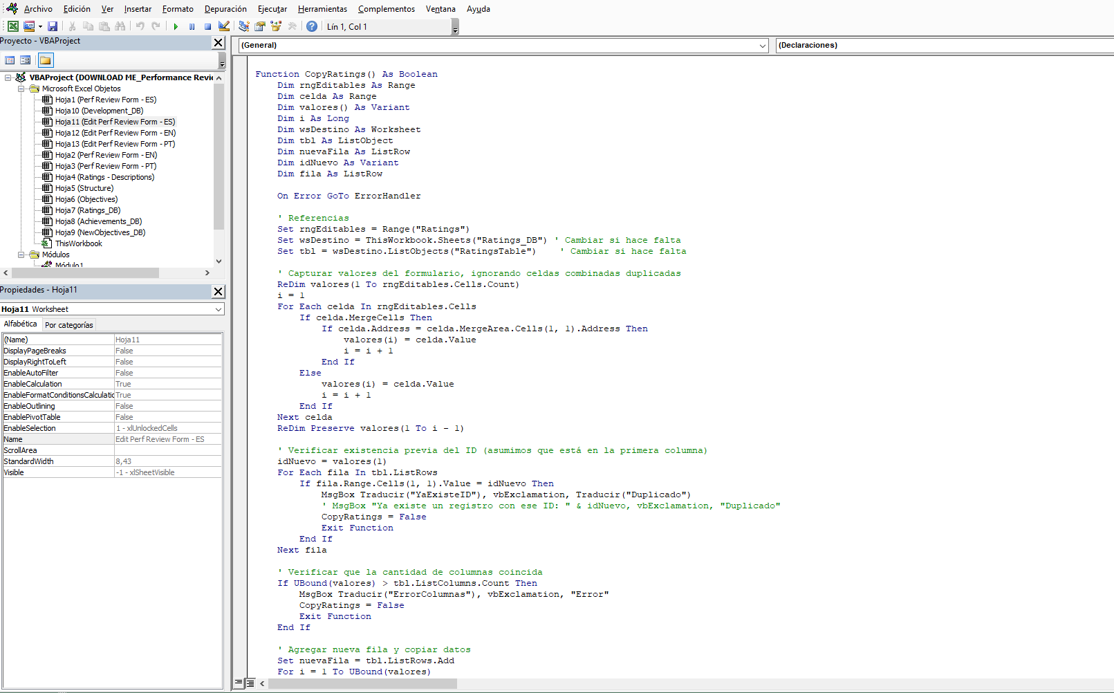 Plantilla Excel con Macros